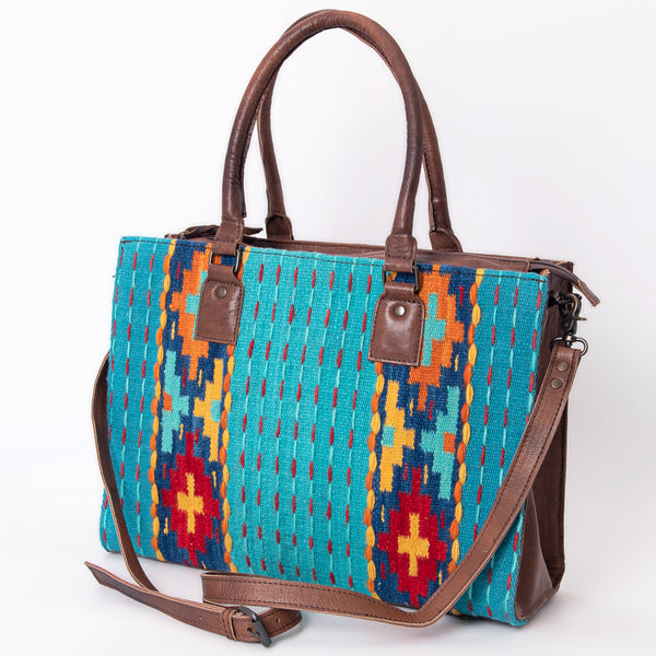 ADBG632 American Darling Hand Woven Saddle Blanket Western Leather Tote Bag