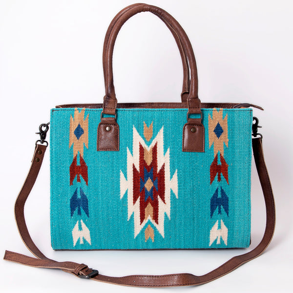 ADBG632 American Darling Hand Woven Saddle Blanket Western Leather Tote Bag