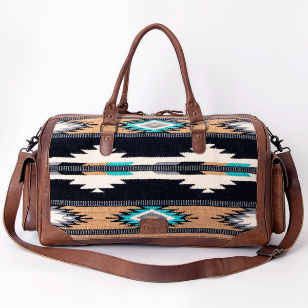 ADBG605 American Darling Hand Woven Saddle Blanket Western Leather Duffel Bag