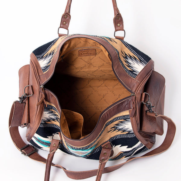 ADBG605 American Darling Hand Woven Saddle Blanket Western Leather Duffel Bag