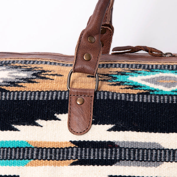 ADBG605 American Darling Hand Woven Saddle Blanket Western Leather Duffel Bag
