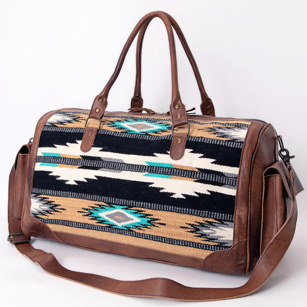 ADBG605 American Darling Hand Woven Saddle Blanket Western Leather Duffel Bag