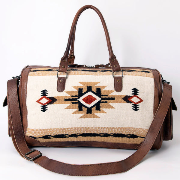 ADBG605 American Darling Hand Woven Saddle Blanket Western Leather Duffel Bag