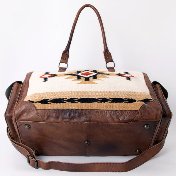 ADBG605 American Darling Hand Woven Saddle Blanket Western Leather Duffel Bag