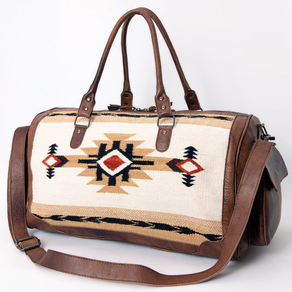 ADBG605 American Darling Hand Woven Saddle Blanket Western Leather Duffel Bag