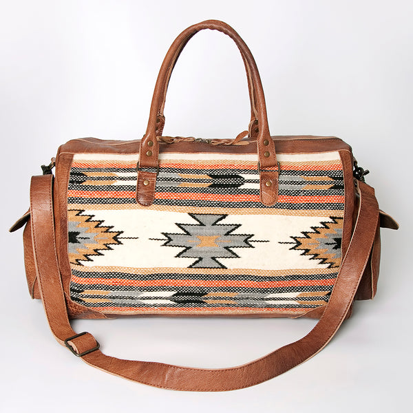 ADBG605 American Darling Hand Woven Saddle Blanket Western Leather Duffel Bag