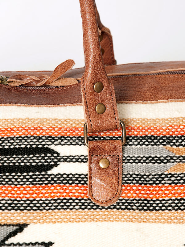 ADBG605 American Darling Hand Woven Saddle Blanket Western Leather Duffel Bag