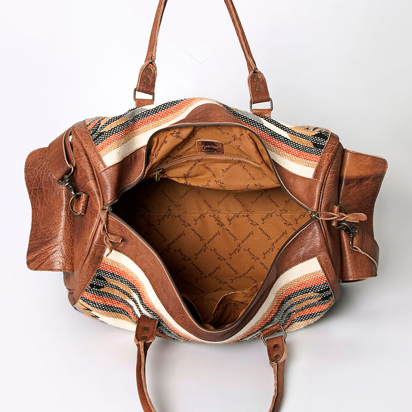 ADBG605 American Darling Hand Woven Saddle Blanket Western Leather Duffel Bag
