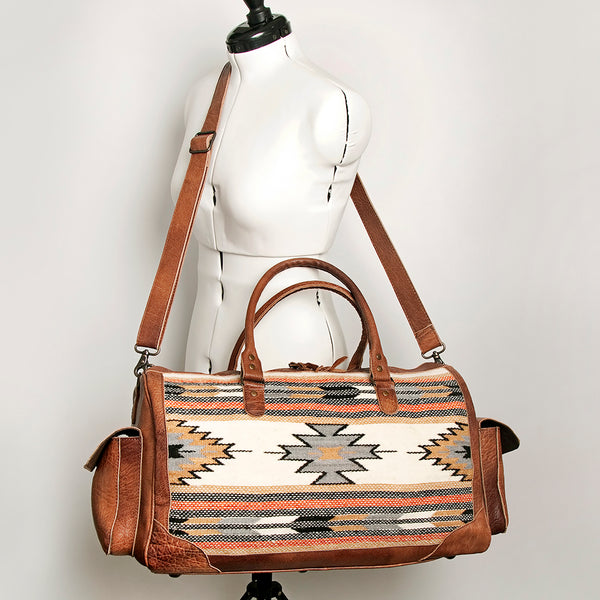 ADBG605 American Darling Hand Woven Saddle Blanket Western Leather Duffel Bag