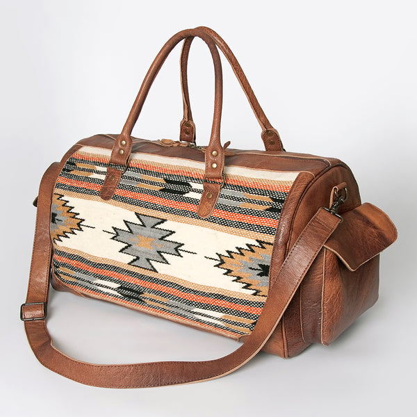 ADBG605 American Darling Hand Woven Saddle Blanket Western Leather Duffel Bag