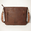 ADBGA257 American Darling Hand Tooled Genuine Leather Messenger Bag Saddle Blanket