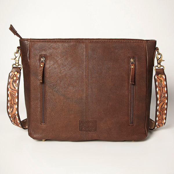ADBGA257 American Darling Hand Tooled Genuine Leather Messenger Bag Saddle Blanket