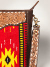 ADBGA257 American Darling Hand Tooled Genuine Leather Messenger Bag Saddle Blanket