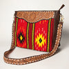 ADBGA257 American Darling Hand Tooled Genuine Leather Messenger Bag Saddle Blanket