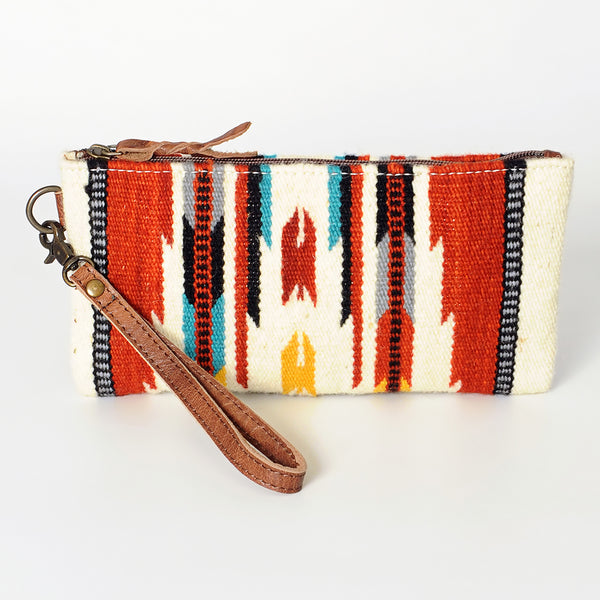ADBG344 American Darling Western Leather Wristlet Bag with Hand Woven Saddle Blanket