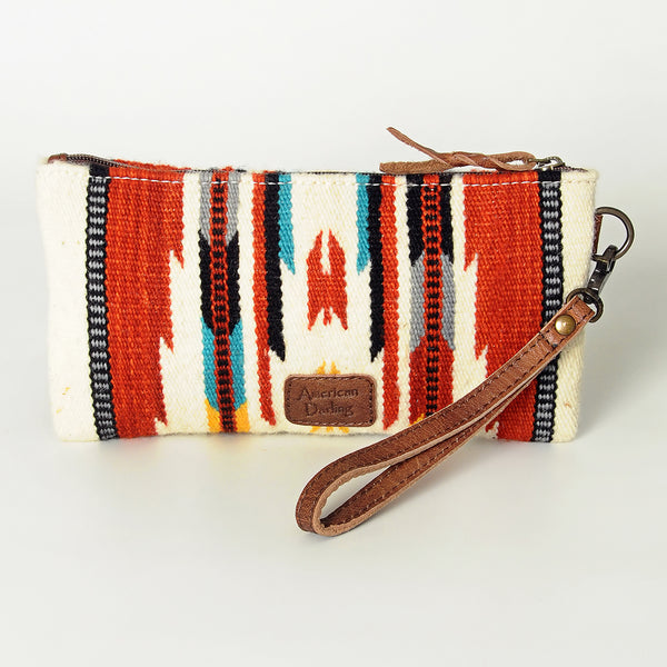 ADBG344 American Darling Western Leather Wristlet Bag with Hand Woven Saddle Blanket