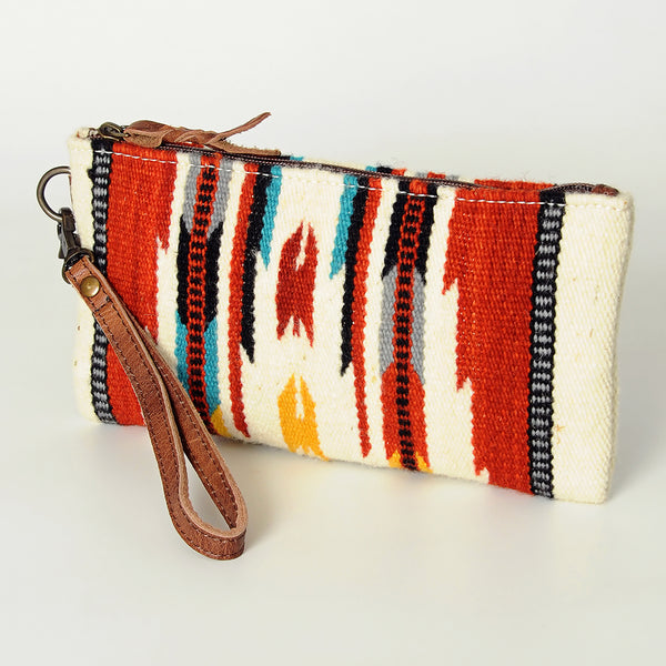 ADBG344 American Darling Western Leather Wristlet Bag with Hand Woven Saddle Blanket