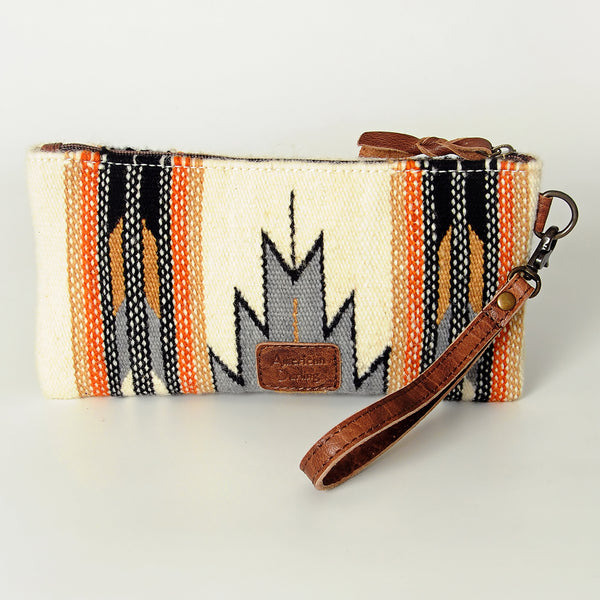 ADBG344 American Darling Western Leather Wristlet Bag with Hand Woven Saddle Blanket