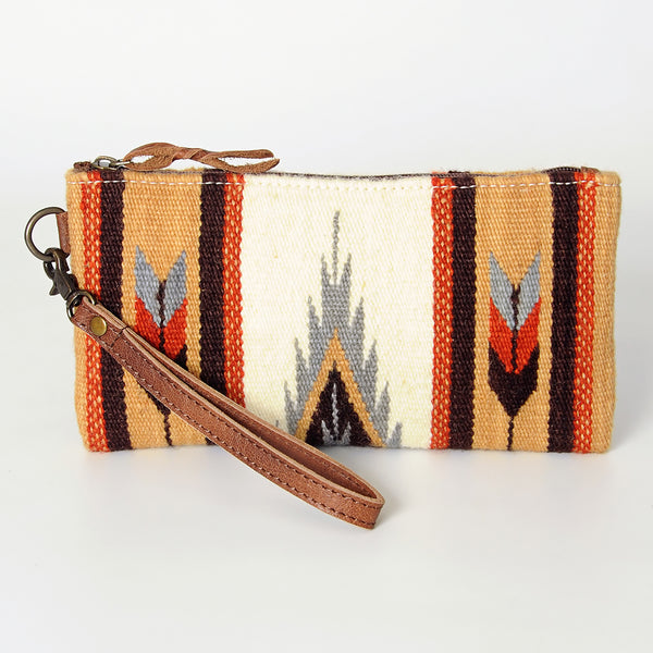 ADBG344 American Darling Western Leather Wristlet Bag with Hand Woven Saddle Blanket
