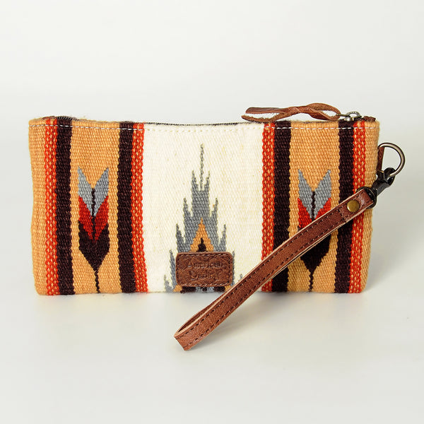 ADBG344 American Darling Western Leather Wristlet Bag with Hand Woven Saddle Blanket