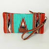 ADBG344 American Darling Western Leather Wristlet Bag with Hand Woven Saddle Blanket