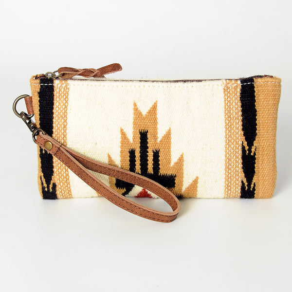 ADBG344 American Darling Western Leather Wristlet Bag with Hand Woven Saddle Blanket