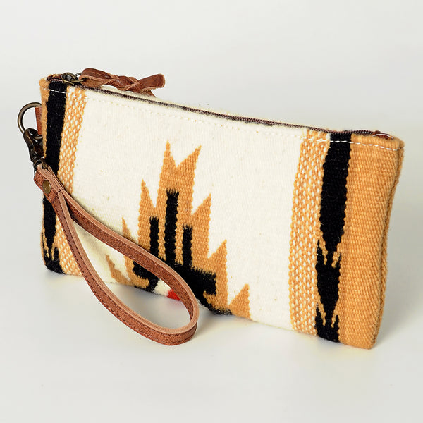 ADBG344 American Darling Western Leather Wristlet Bag with Hand Woven Saddle Blanket