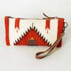 ADBG344 Southwestern Wool Wristlet Clutch with Tribal Pattern and Leather Strap