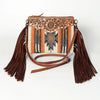ADBG236 American Darling Western Cross body Bag with Hand Woven Saddle Blanket & Fringes