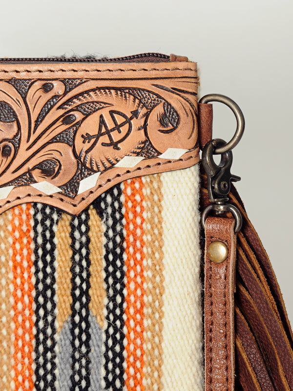 ADBG236 American Darling Western Cross body Bag with Hand Woven Saddle Blanket & Fringes