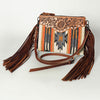 ADBG236 American Darling Western Cross body Bag with Hand Woven Saddle Blanket & Fringes