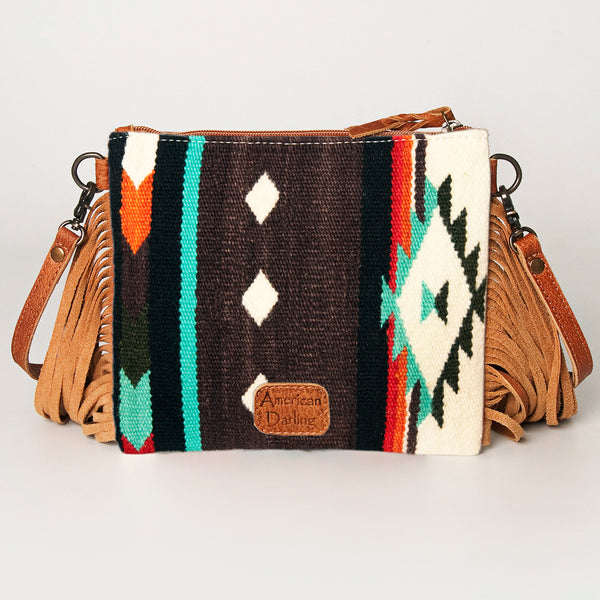 ADBG236 American Darling Western Cross body Bag with Hand Woven Saddle Blanket & Fringes