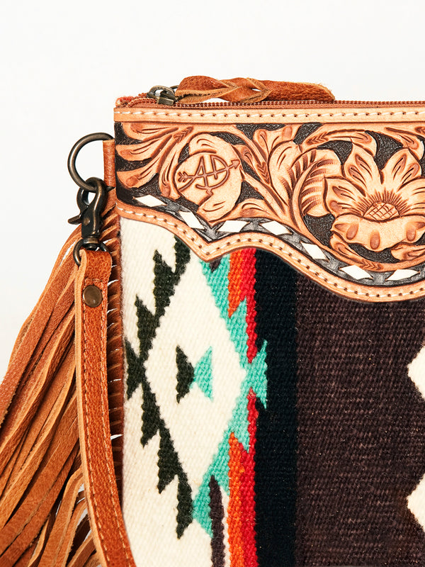 ADBG236 American Darling Western Cross body Bag with Hand Woven Saddle Blanket & Fringes