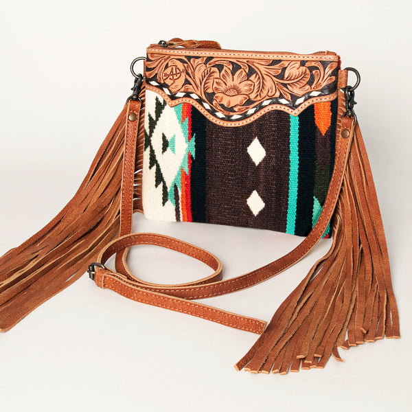ADBG236 American Darling Western Cross body Bag with Hand Woven Saddle Blanket & Fringes