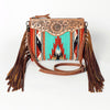 ADBG236 American Darling Western Cross body Bag with Hand Woven Saddle Blanket & Fringes