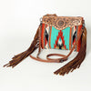ADBG236 American Darling Western Cross body Bag with Hand Woven Saddle Blanket & Fringes