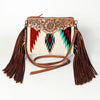 ADBG236 American Darling Western Cross body Bag with Hand Woven Saddle Blanket & Fringes