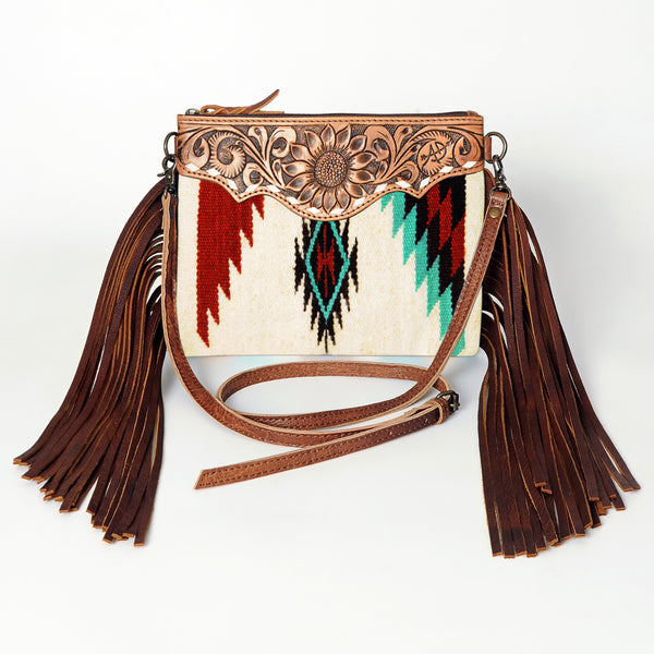 ADBG236 American Darling Western Cross body Bag with Hand Woven Saddle Blanket & Fringes