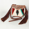 ADBG236 American Darling Western Cross body Bag with Hand Woven Saddle Blanket & Fringes