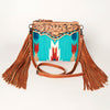 ADBG236 American Darling Western Cross body Bag with Hand Woven Saddle Blanket & Fringes