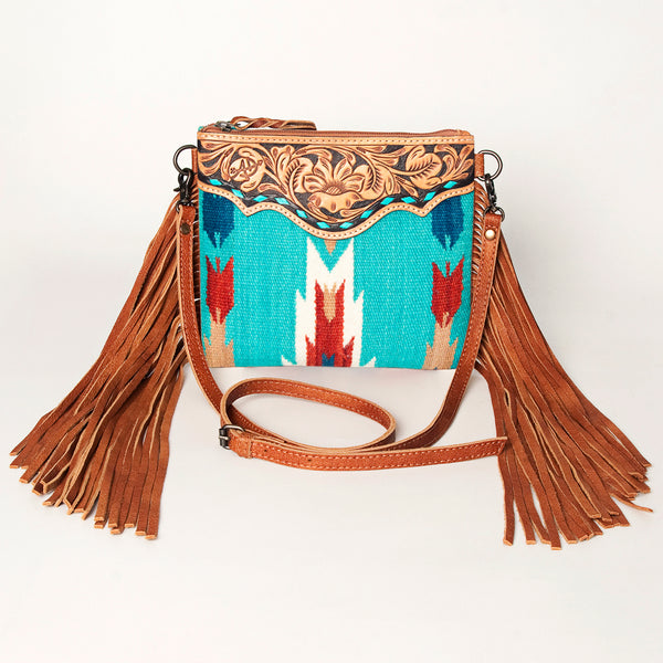 ADBG236 American Darling Western Cross body Bag with Hand Woven Saddle Blanket & Fringes