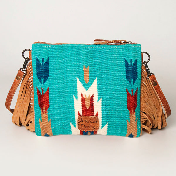 ADBG236 American Darling Western Cross body Bag with Hand Woven Saddle Blanket & Fringes