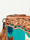 ADBG236 American Darling Western Cross body Bag with Hand Woven Saddle Blanket & Fringes