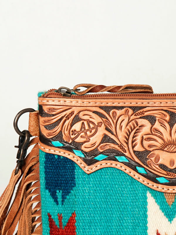 ADBG236 American Darling Western Cross body Bag with Hand Woven Saddle Blanket & Fringes