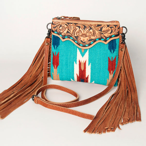 ADBG236 American Darling Western Cross body Bag with Hand Woven Saddle Blanket & Fringes
