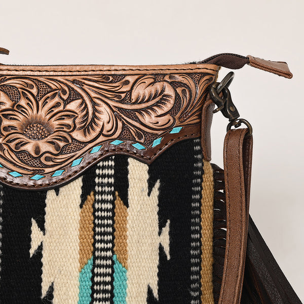 ADBG236 American Darling Western Cross body Bag with Hand Woven Saddle Blanket & Fringes