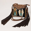ADBG236 American Darling Western Cross body Bag with Hand Woven Saddle Blanket & Fringes