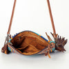 ADBG236 American Darling Hand-Tooled Floral Cross body Bag with Woven Saddle Blanket & Fringes