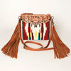 ADBG236 American Darling Hand-Tooled Floral Cross body Bag with Woven Saddle Blanket & Fringes