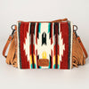 ADBG236 American Darling Hand-Tooled Floral Cross body Bag with Woven Saddle Blanket & Fringes